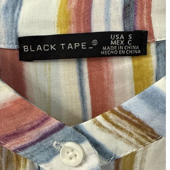 Black‎ Tape Lightweight 100% Viscose Striped Tie Bottom Top Size Small - Picture 3 of 10